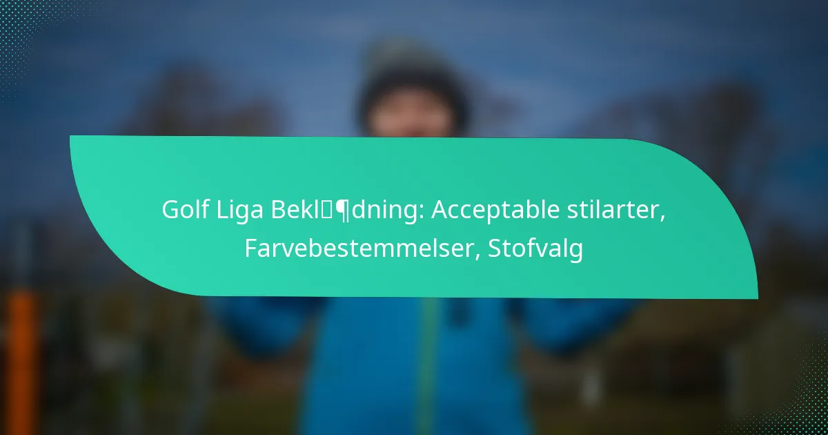 Golf Liga Beklædning: Acceptable stilarter, Farvebestemmelser, Stofvalg