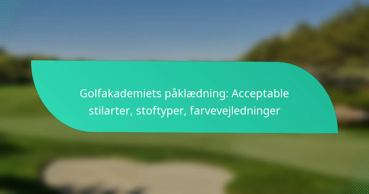 Golfakademiets påklædning: Acceptable stilarter, stoftyper, farvevejledninger