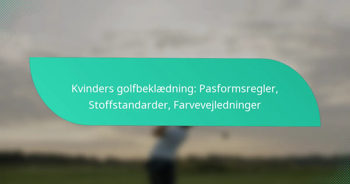Kvinders golfbeklædning: Pasformsregler, Stoffstandarder, Farvevejledninger
