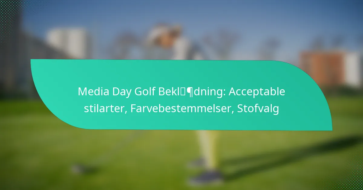 Media Day Golf Beklædning: Acceptable stilarter, Farvebestemmelser, Stofvalg