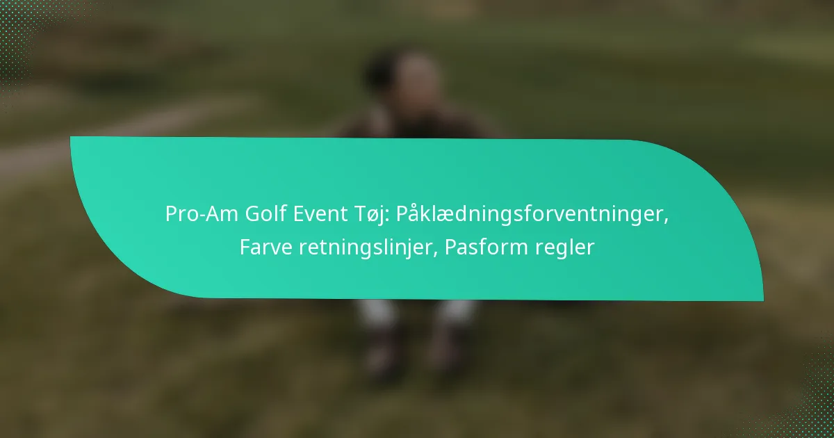 Pro-Am Golf Event Tøj: Påklædningsforventninger, Farve retningslinjer, Pasform regler