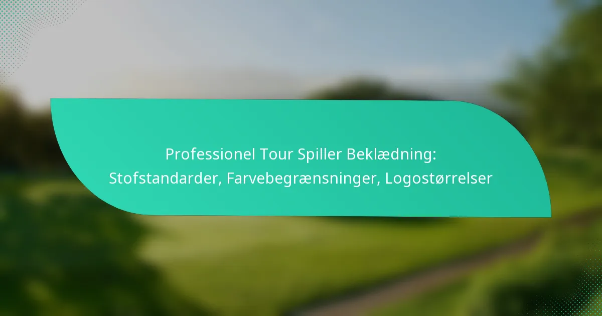 Professionel Tour Spiller Beklædning: Stofstandarder, Farvebegrænsninger, Logostørrelser