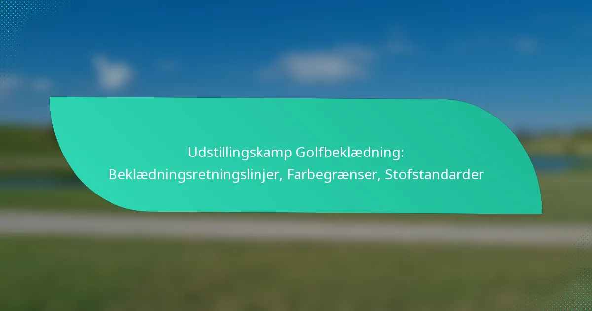 Udstillingskamp Golfbeklædning: Beklædningsretningslinjer, Farbegrænser, Stofstandarder