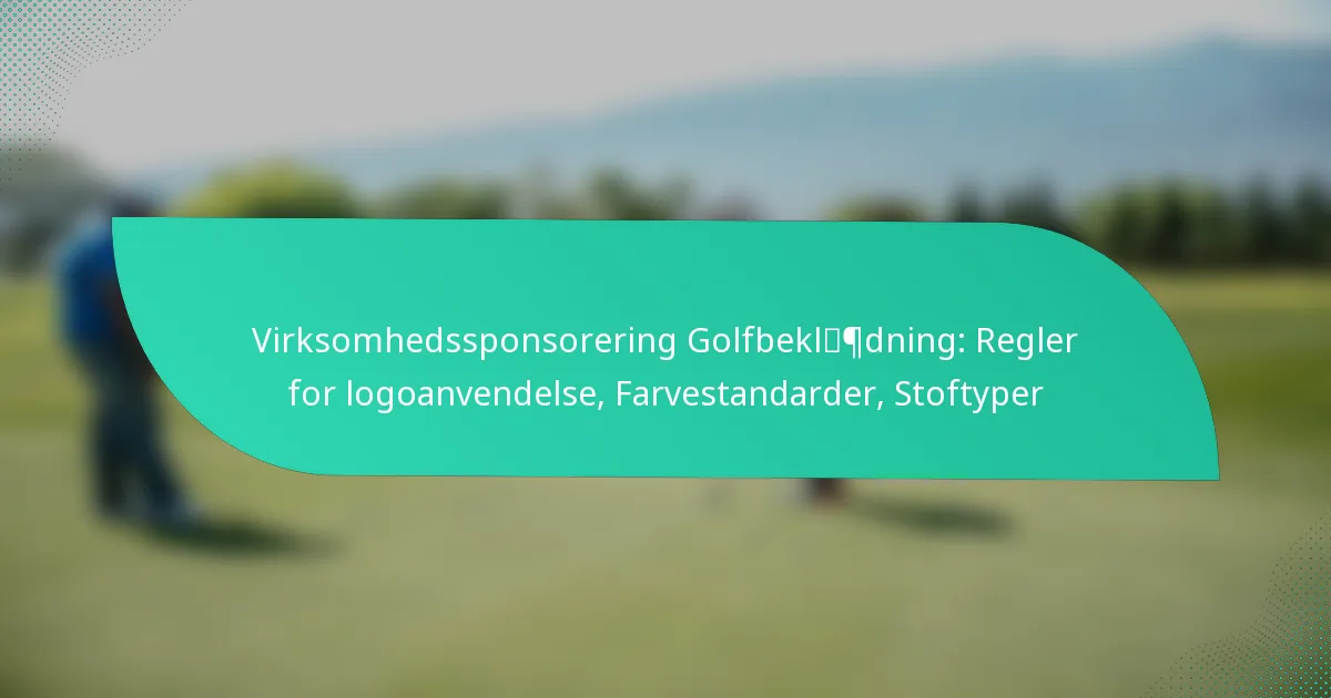 Virksomhedssponsorering Golfbeklædning: Regler for logoanvendelse, Farvestandarder, Stoftyper